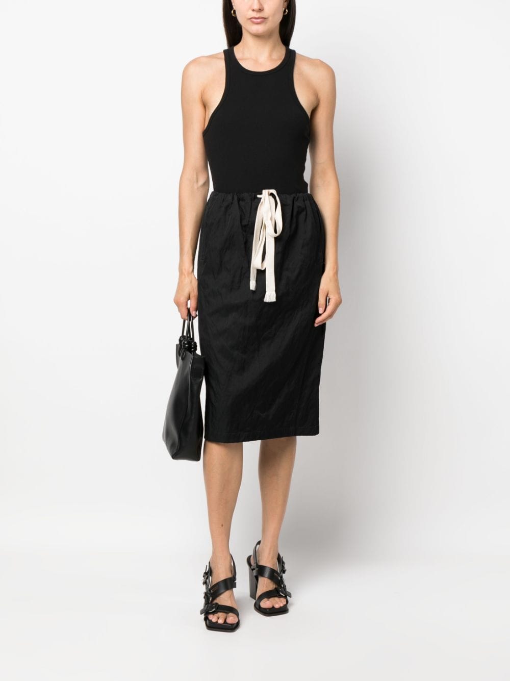 Lemaire Crinkled drawstring skirt - Zwart