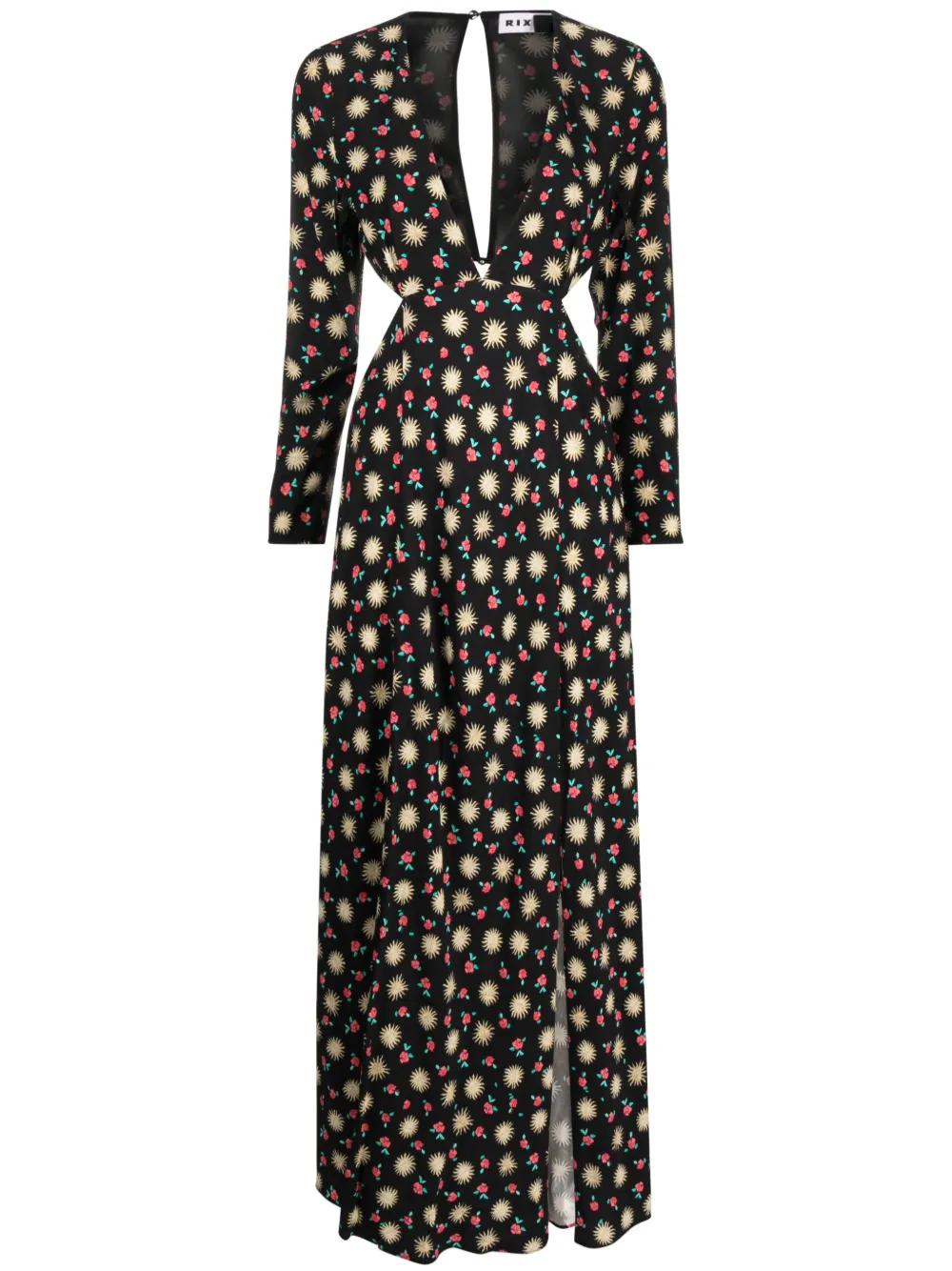 RIXO LONDON FLORAL-PRINT CUTOUT MAXI DRESS