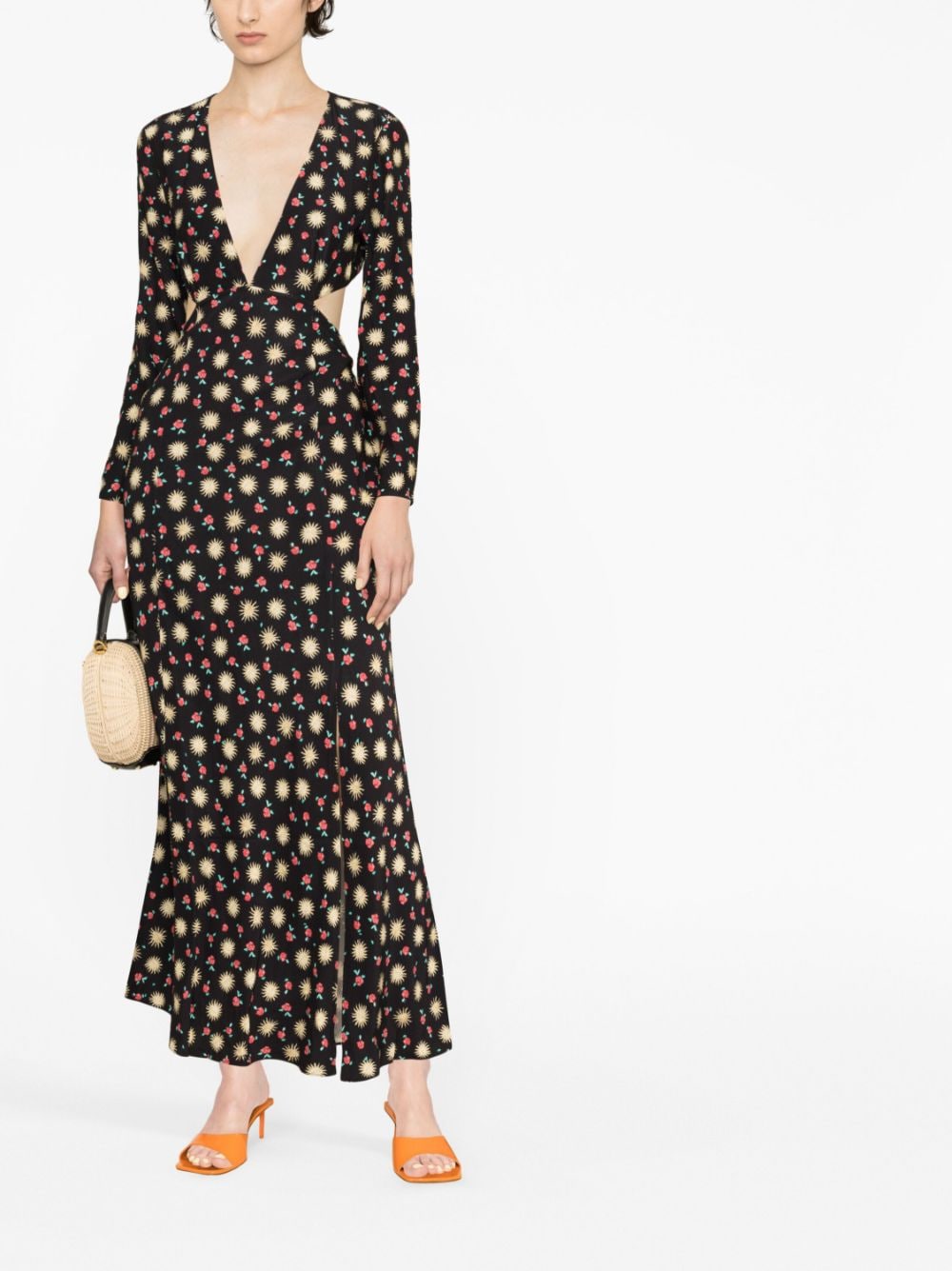 Rixo Maxi-jurk met bloemenprint - Zwart