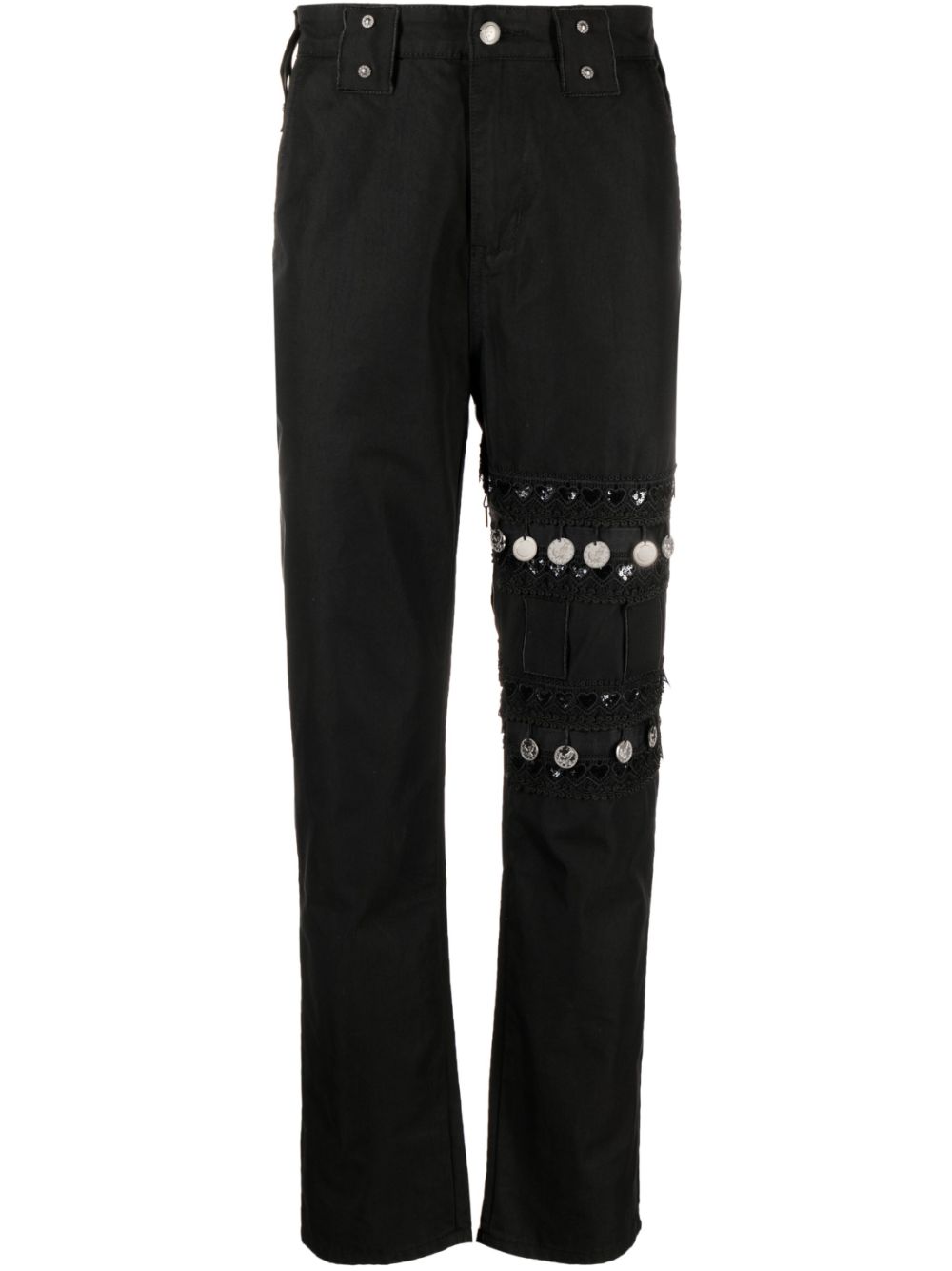 Shop Youths In Balaclava Coin-detail Straight-leg Jeans In Black