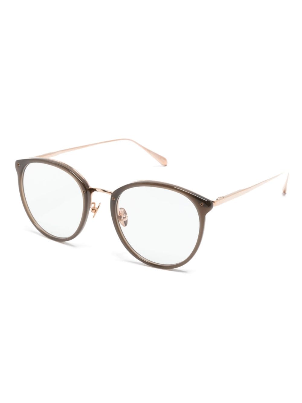 Shop Linda Farrow Round-frame Optical Glasses In Brown