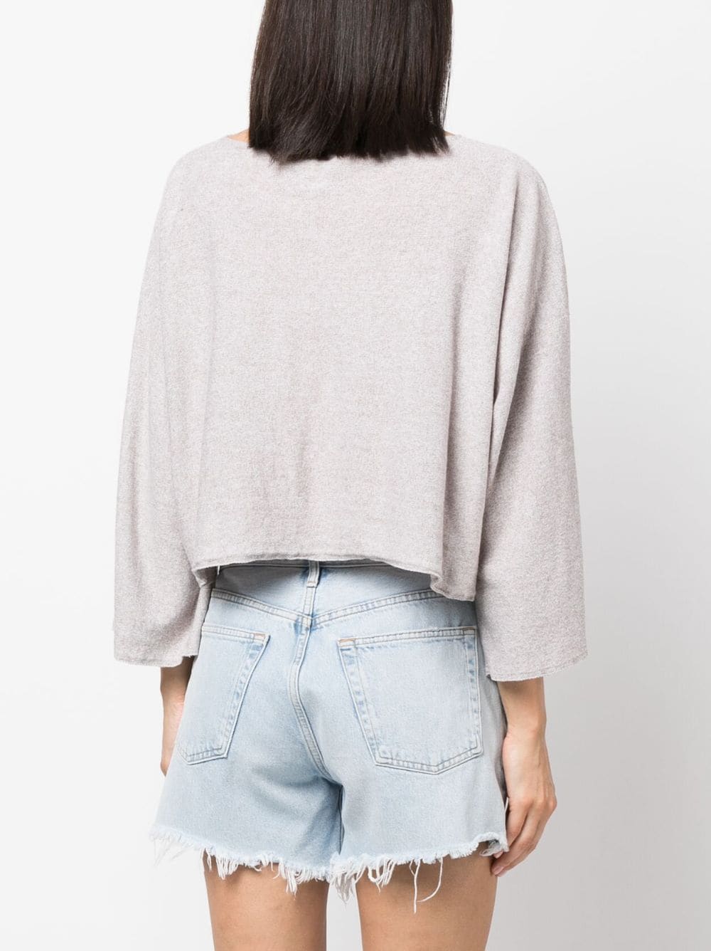 Shop Baserange Boat-neck Cropped Knitted Top In Neutrals
