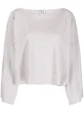 Baserange boat-neck cropped knitted top - Neutrals