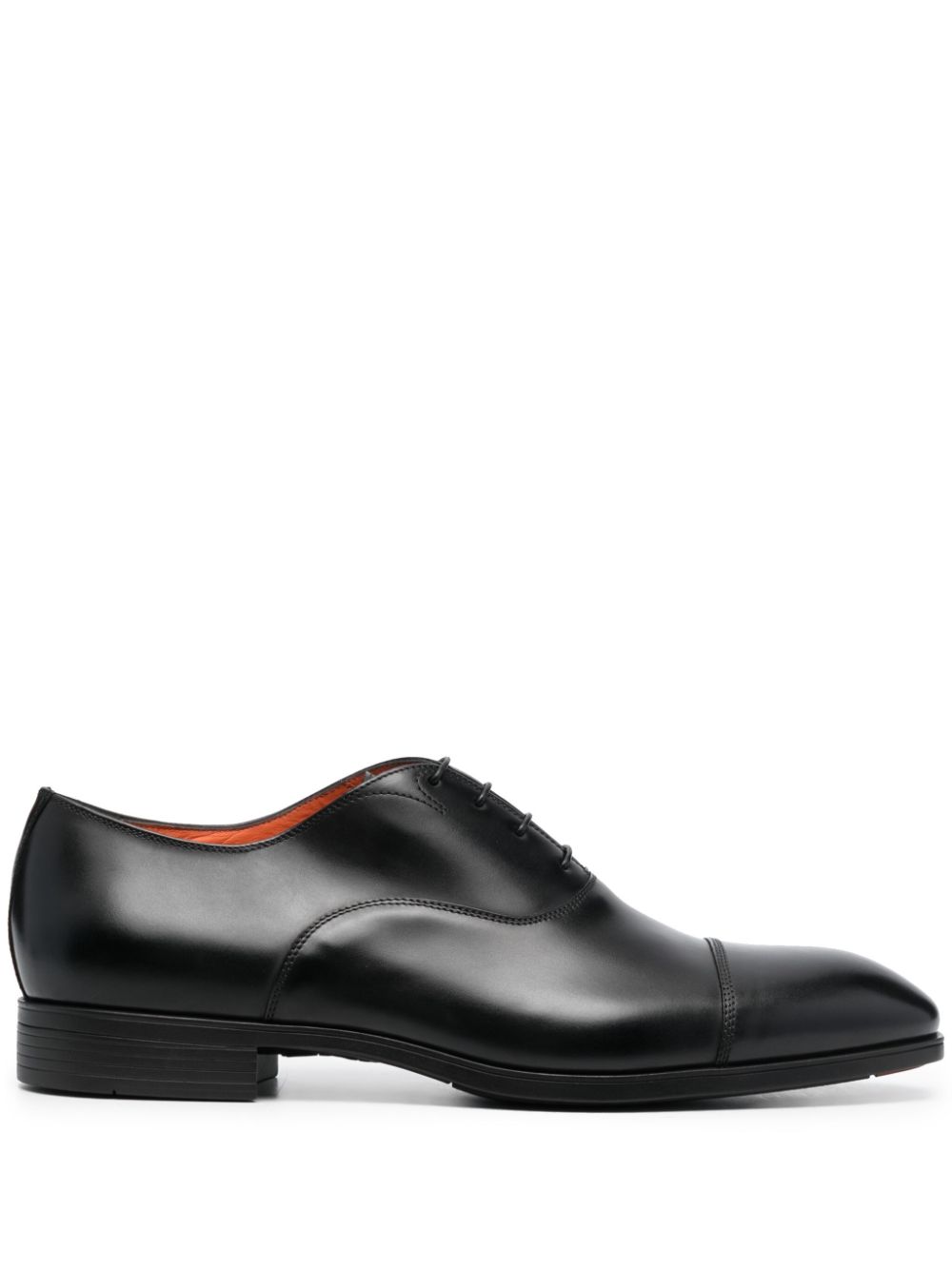 Santoni Almond-toe Lace-up Leather Shoes In Black