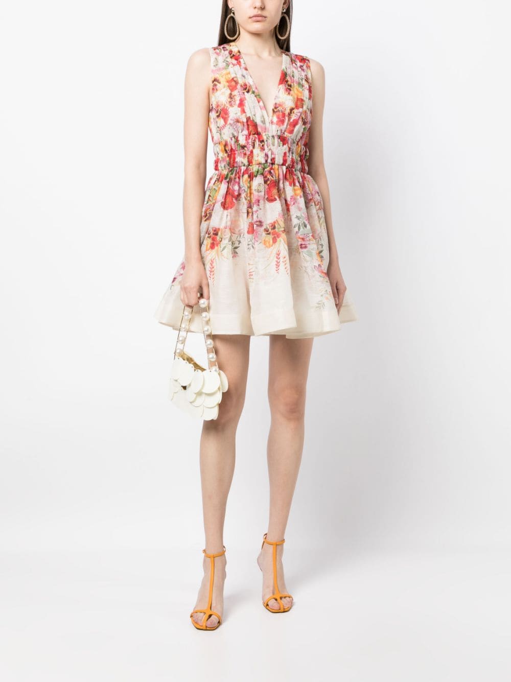 ZIMMERMANN Mini-jurk met bloemenprint - Beige