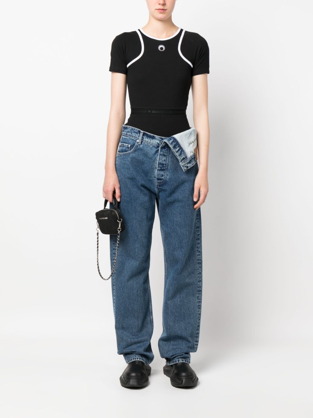 Shop Y/project Asymmetric Organic-cotton Jeans In Blue