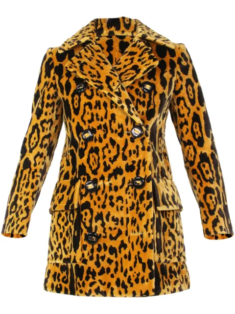 Prada Pre-Owned leopard-print corduroy double-breasted coat