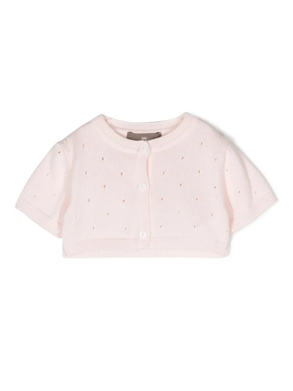 Little Bear Babies' Perforated Long-sleeved Cardigan In Pink