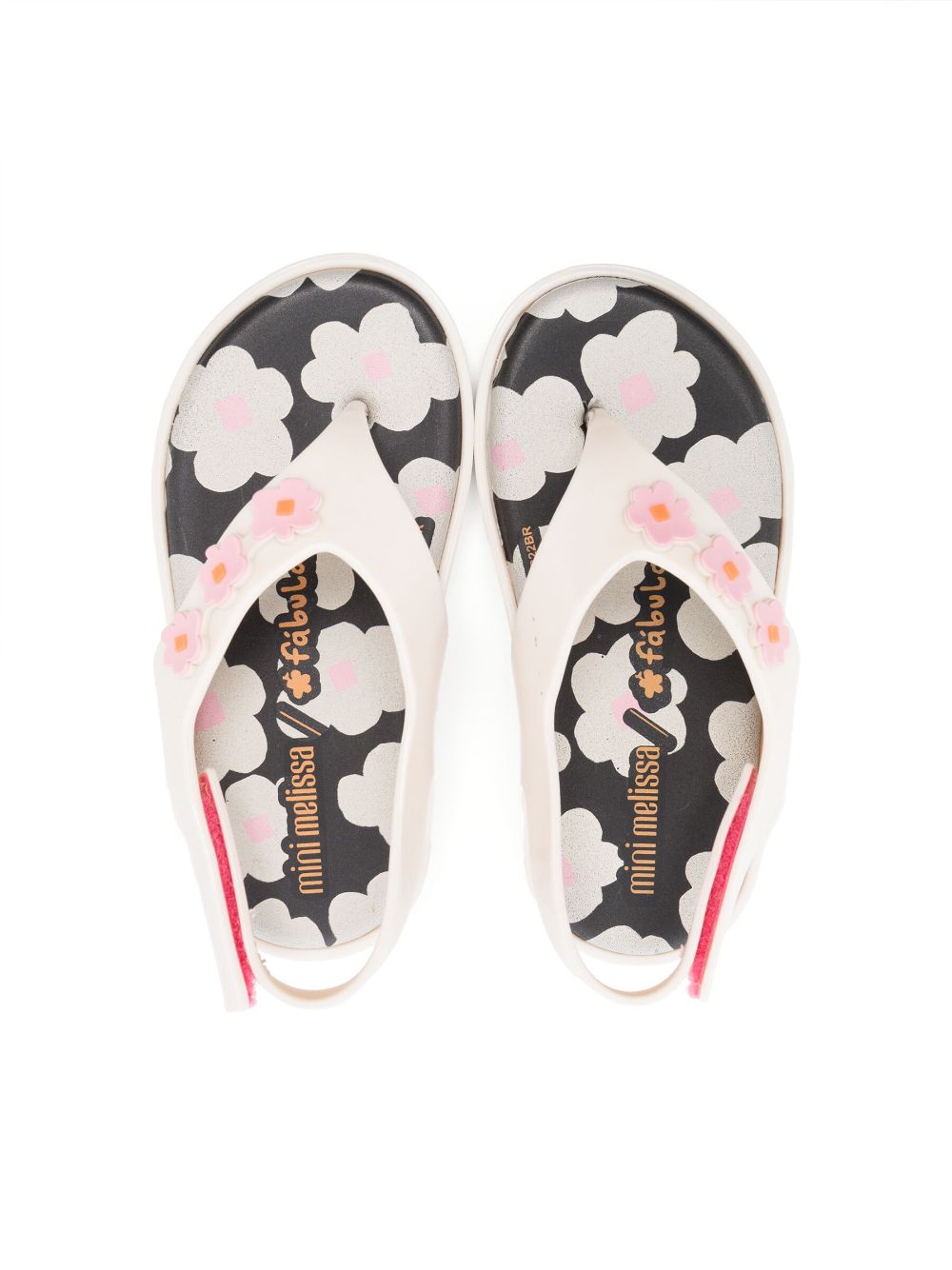 Shop Mini Melissa Floral-print Open-toe Sandals In Neutrals