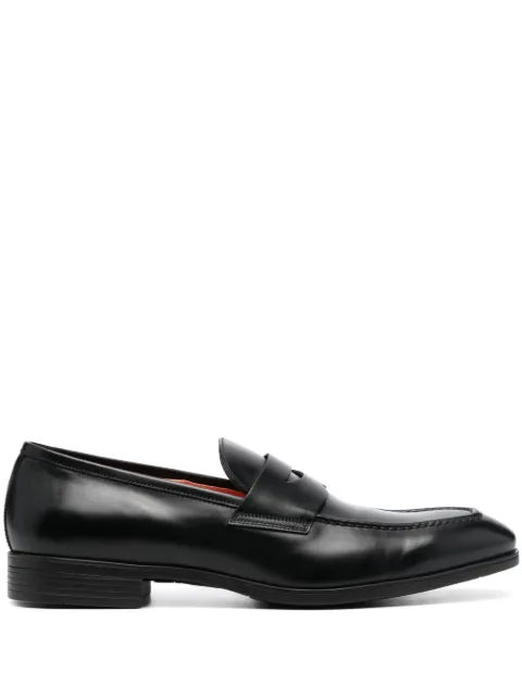 Santoni polished leather penny loafers