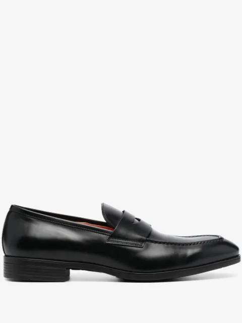 Santoni polished leather penny loafers