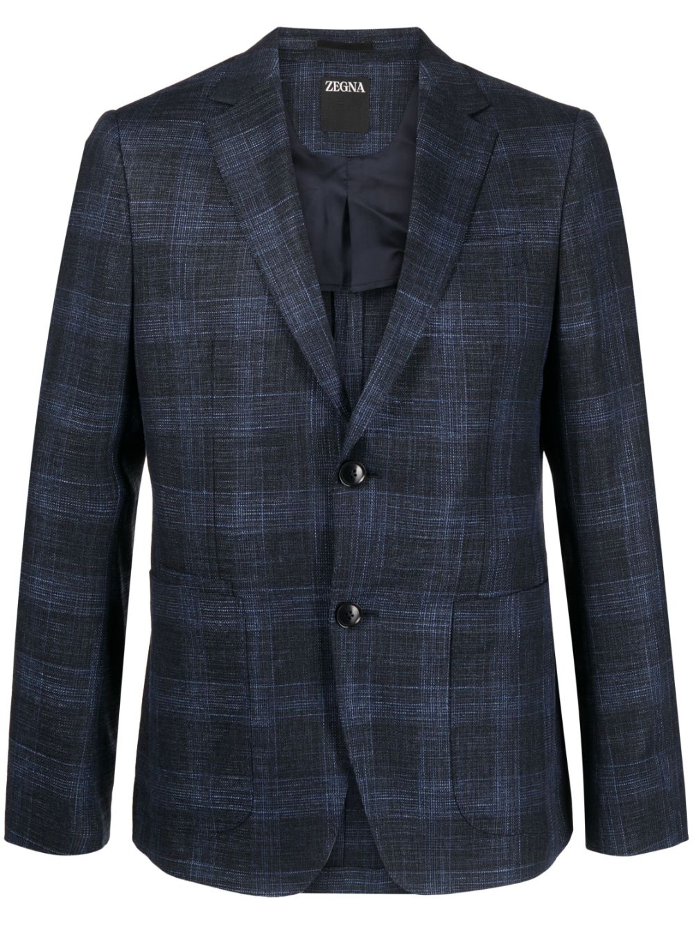 ZEGNA MÉLANGE-CHECK SINGLE-BREASTED BLAZER