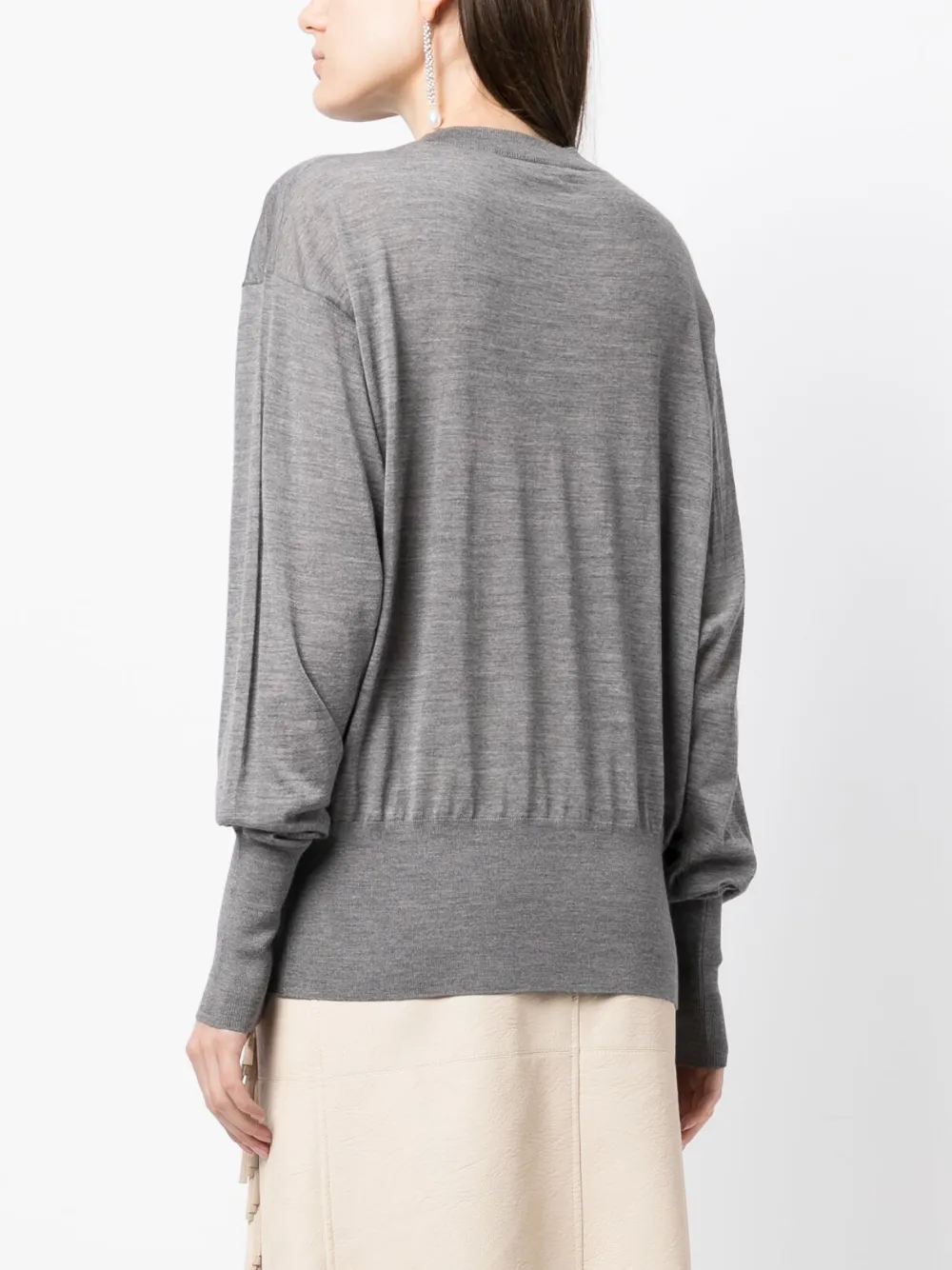 Stella Mccartney Fine-knit Cut-out Jumper In Grey