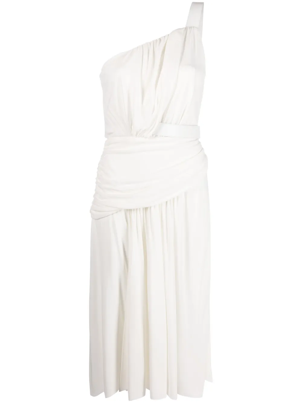 Alberta Ferretti Flared Midi Dress In White