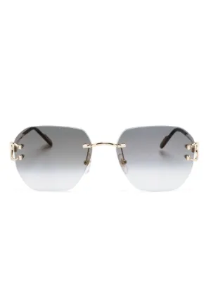 Cartier Eyewear リムレス スクエアサングラス | ゴールドトーン