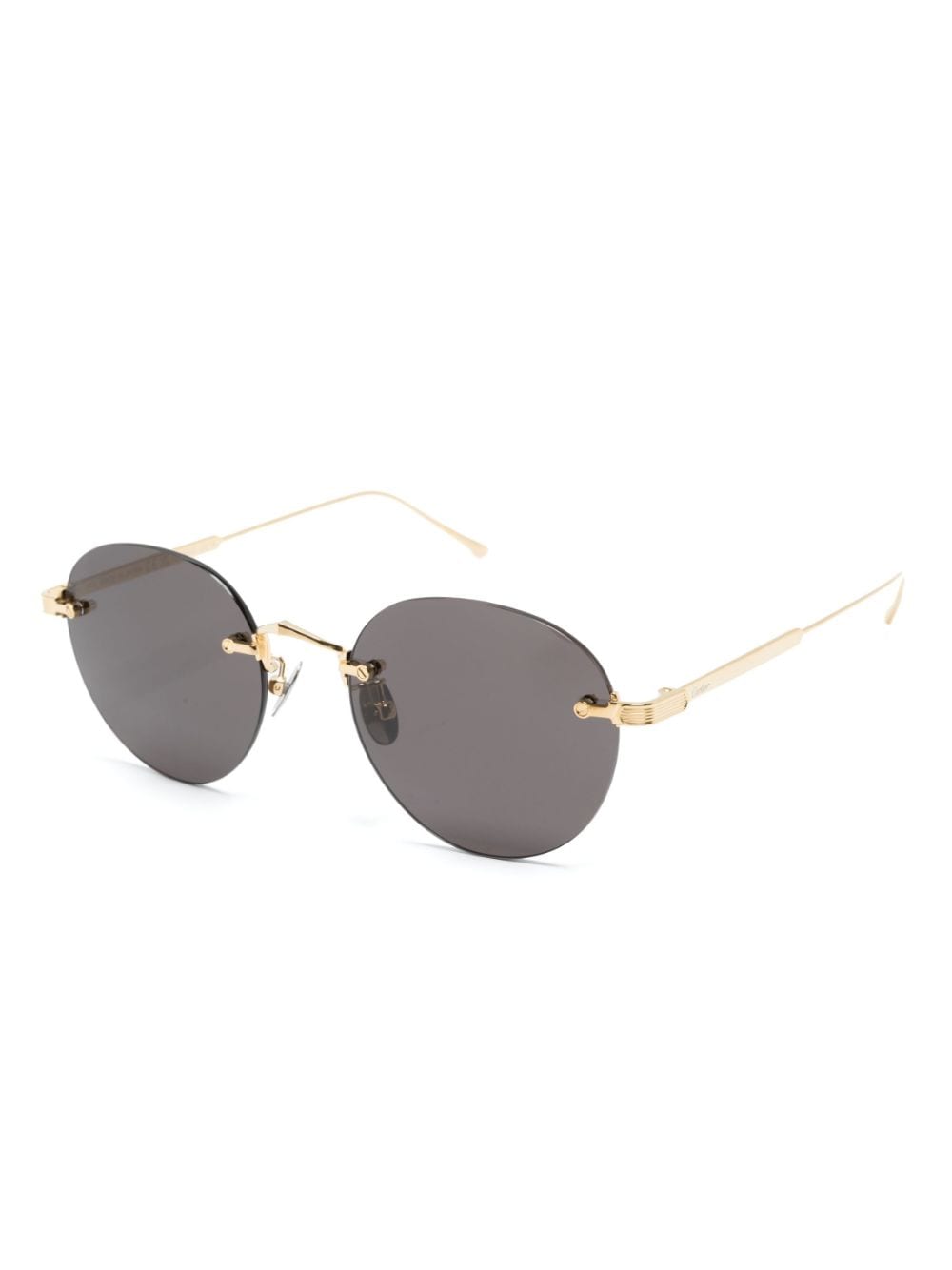 Shop Cartier Panthère De  Round-frame Sunglasses In Gold