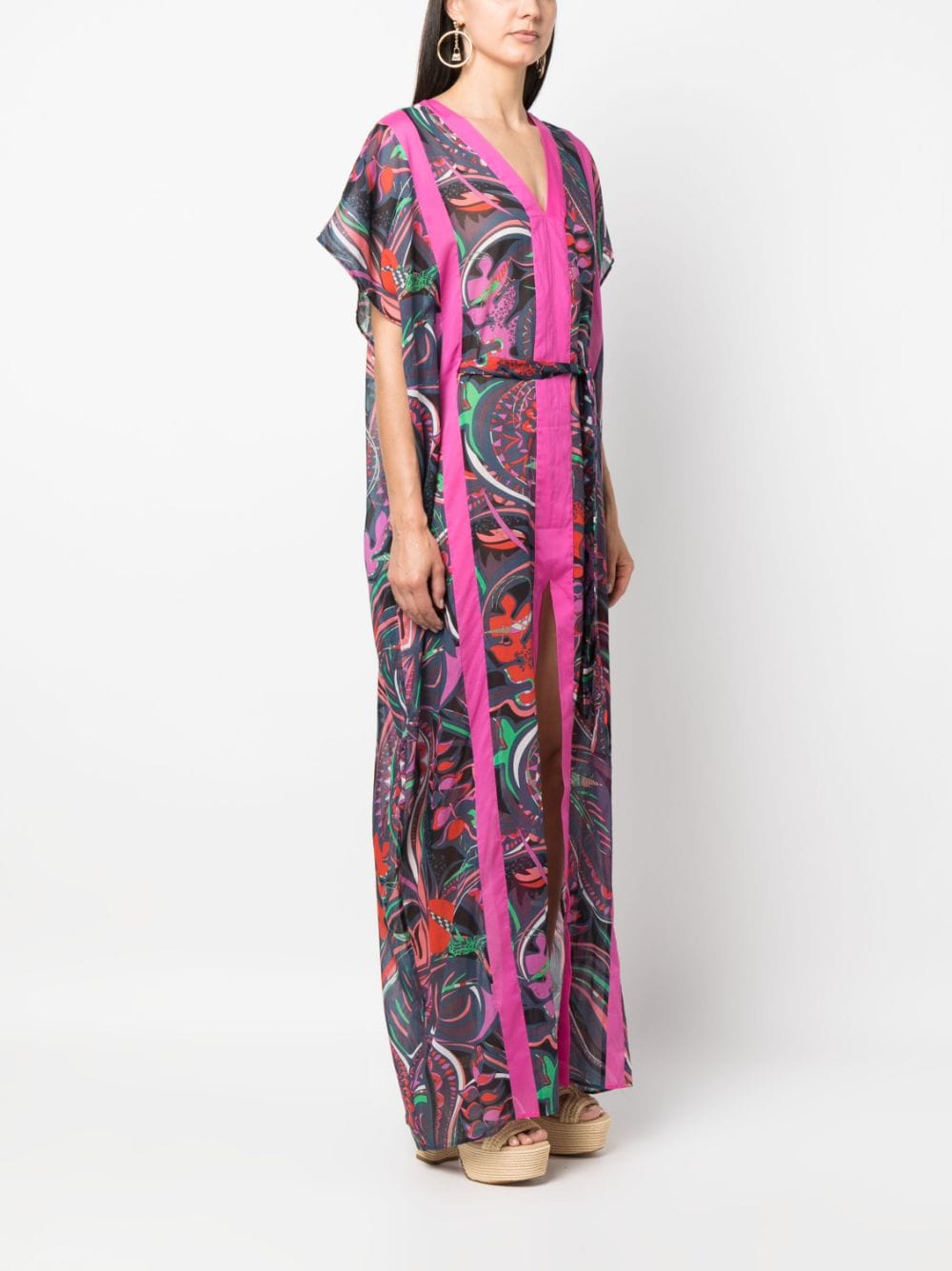 Shop Pucci Printed Kaftan Dress In Pink