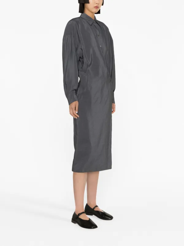 LEMAIRE silk-blend Midi Dress | Grey | FARFETCH