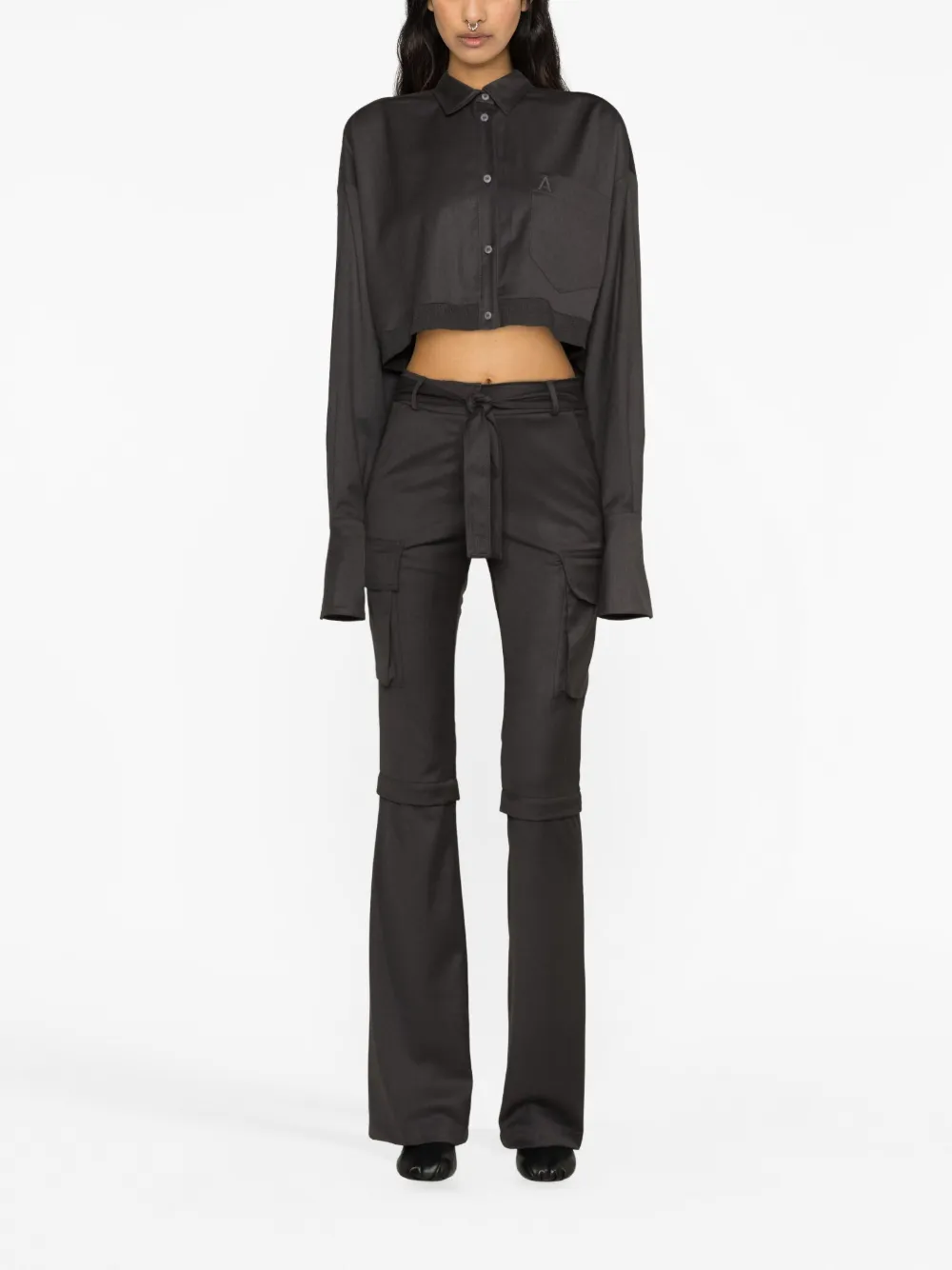 ANDREĀDAMO multi-pocket flared trousers - Grijs