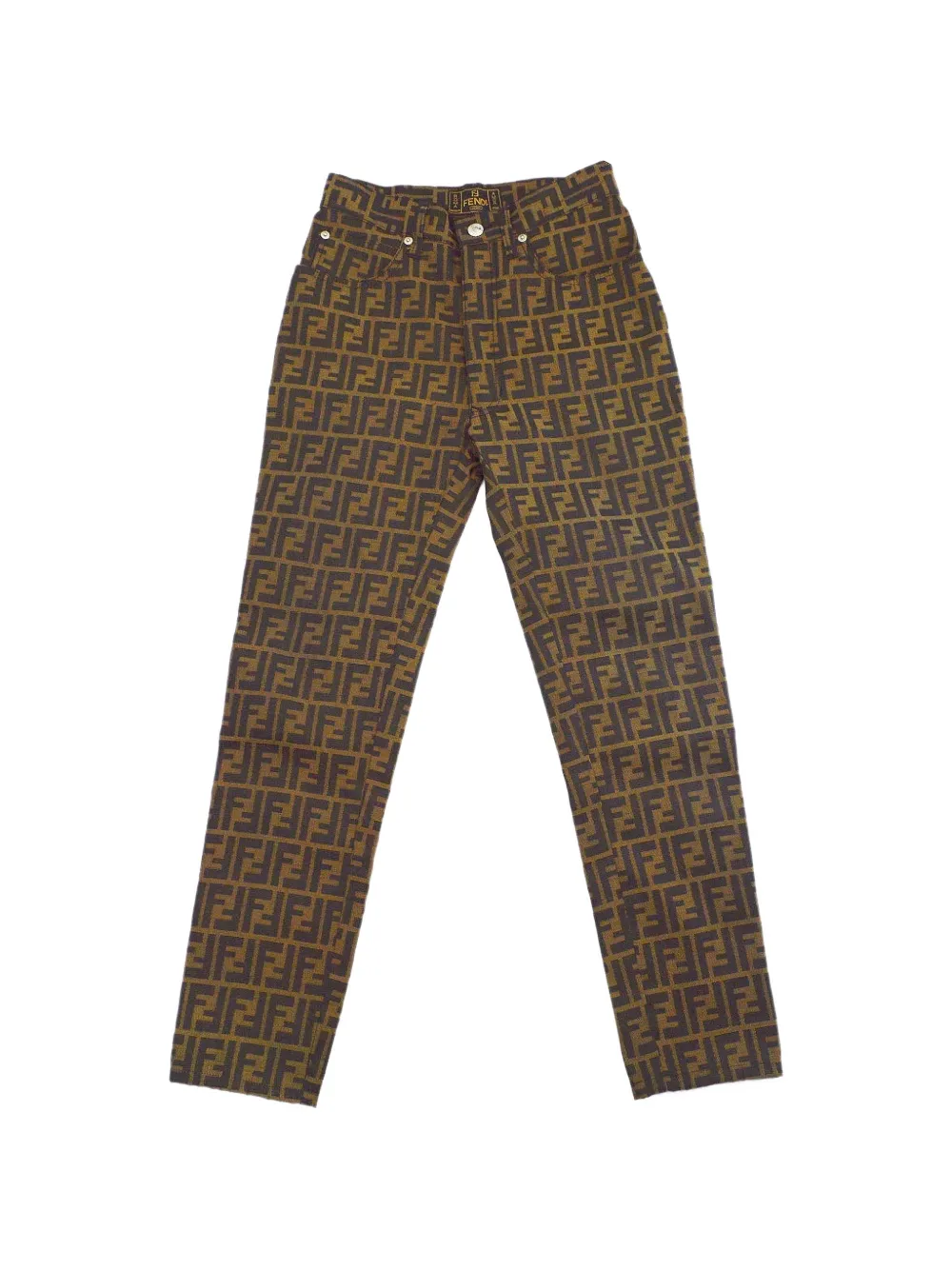 Fendi Pre-Owned Zucca-pattern straight-leg trousers - Braun