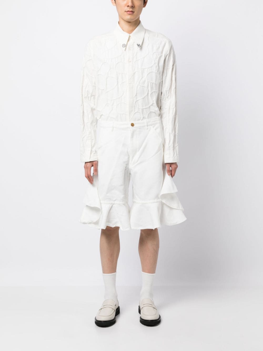 Comme Des Garçons Shirt Shorts met ruche afwerking - Wit