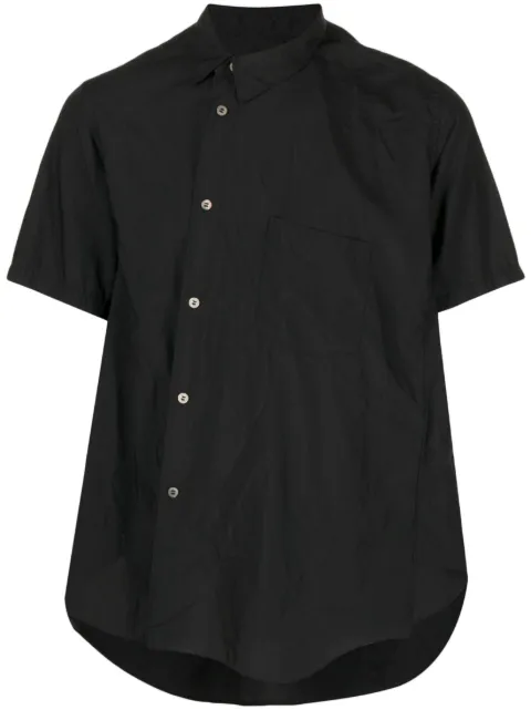 Black Comme Des Garçons asymmetric-buttoned short-sleeve shirt