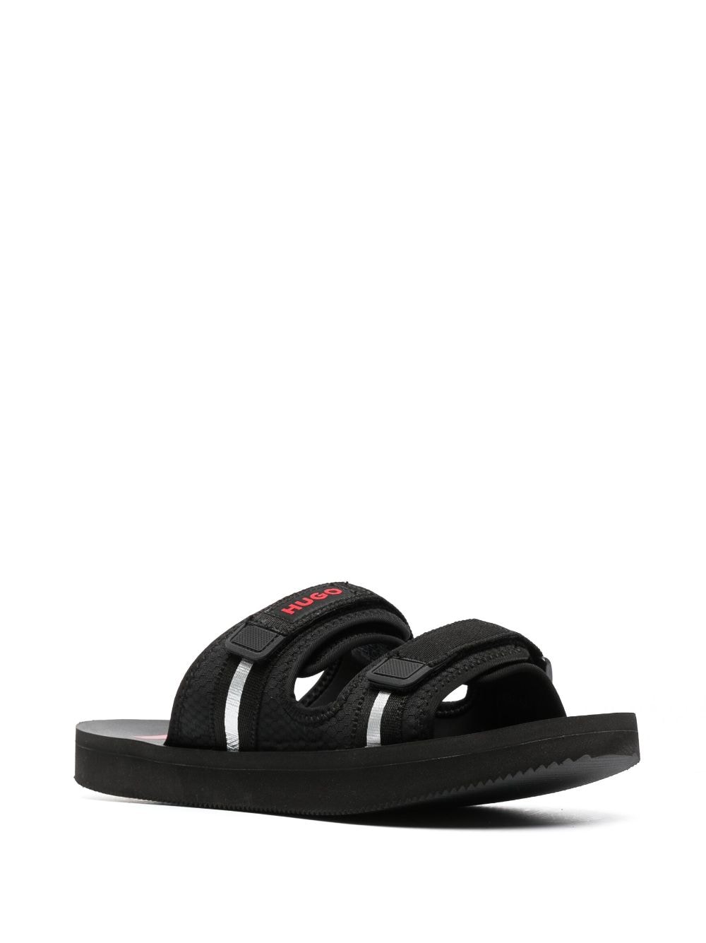 HUGO logo-patch open-toe sandals - Zwart