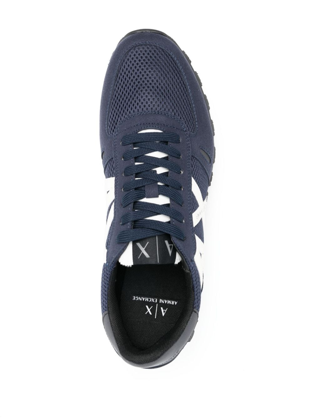 Shop Armani Exchange Mesh Logo Patch Sneakers In Blue