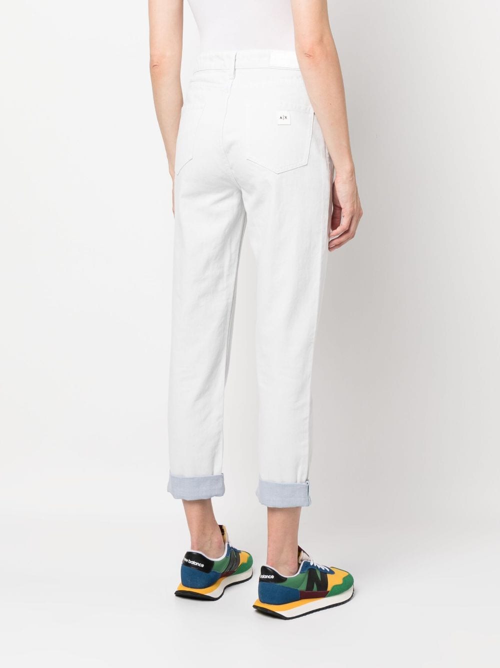 Shop Armani Exchange Mid-rise Cropped Jeans In White