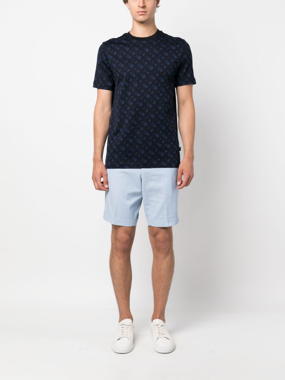 BOSS stretch-cotton tailored shorts - Blauw