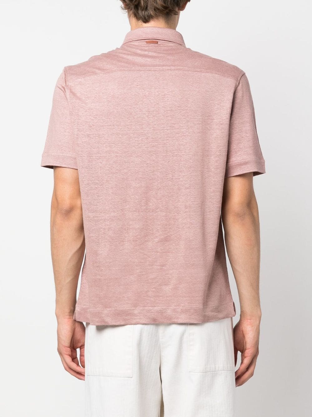Shop Zegna Short-sleeve Linen Polo Shirt In Pink