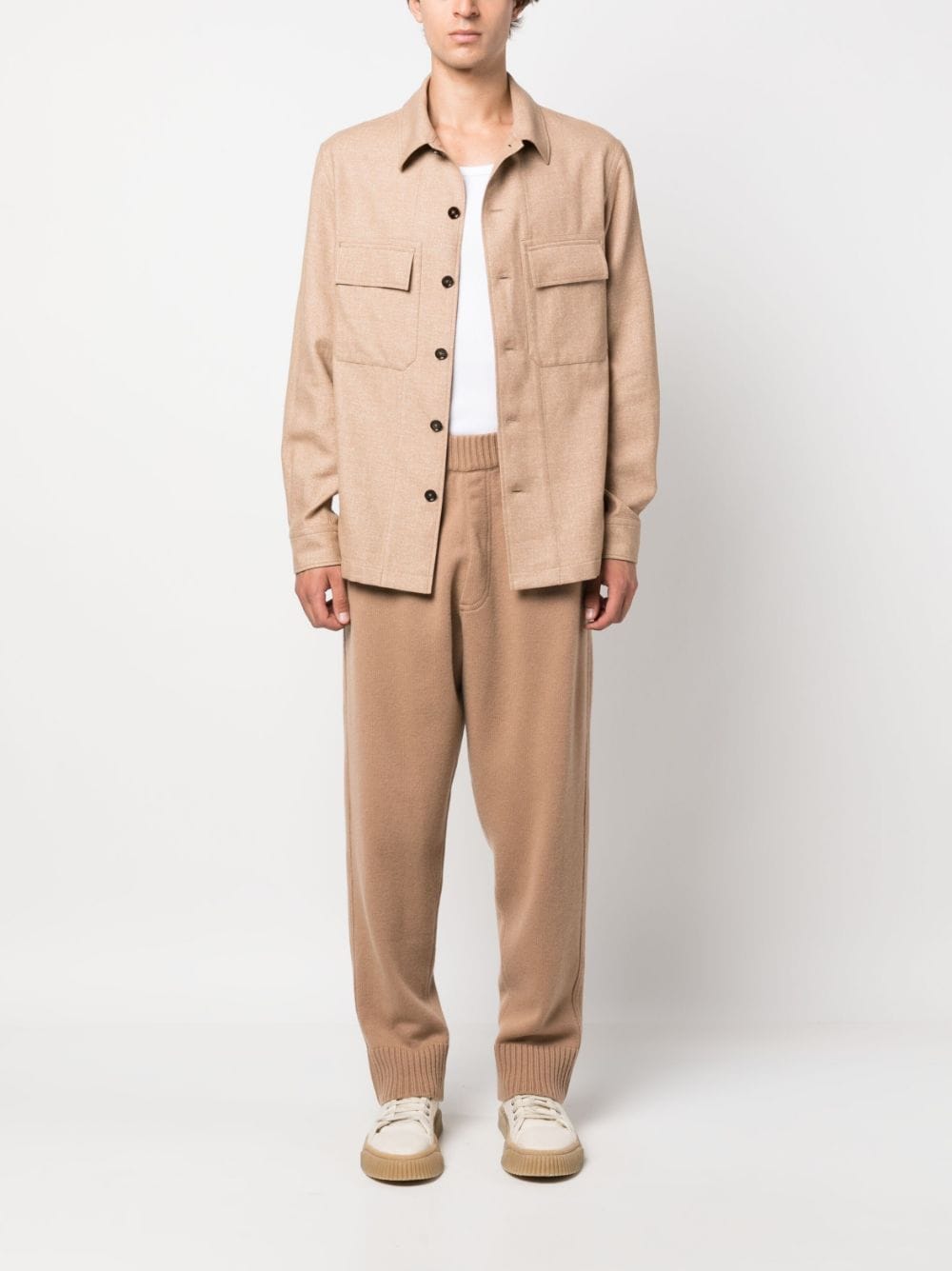 Shop Zegna Long-sleeve Cashmere Jacket In Brown