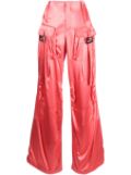 FENDI Satin-finish wide-leg cargo trousers - Pink