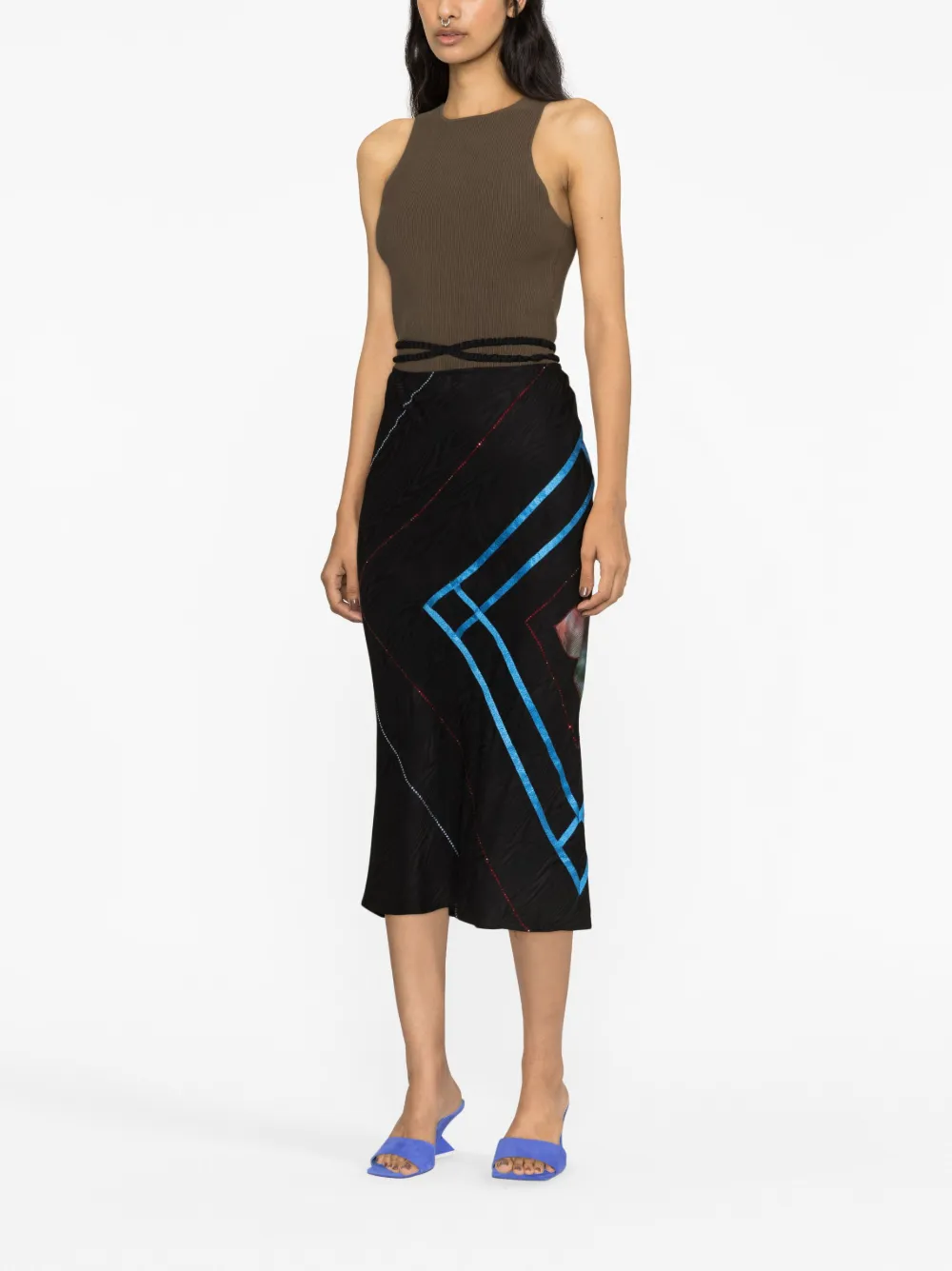 AHLUWALIA CLOVER MIDI SKIRT