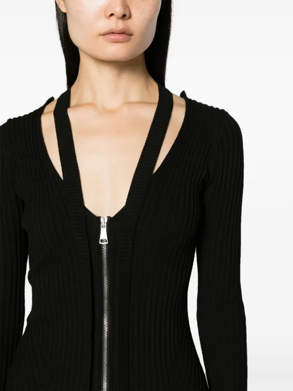 ANDREĀDAMO V-neck ribbed-knit Dress | Black | FARFETCH
