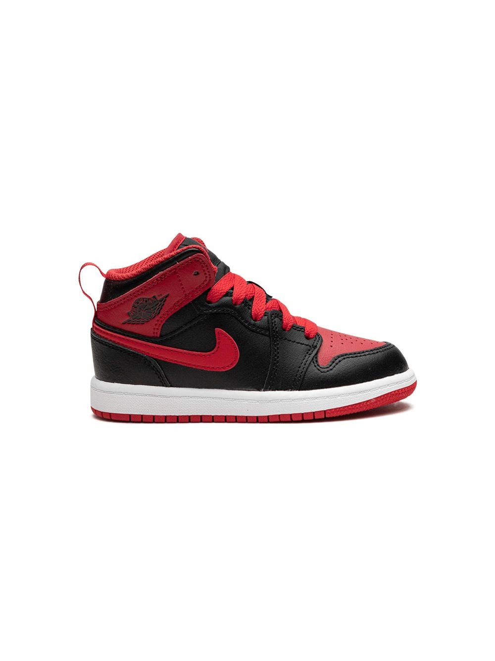 Shop Jordan 1 Mid "alternate Bred" Sneakers In Black/fire Red-white