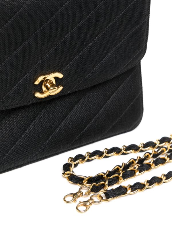 Chanel 1990-1991 Mini Cotton Matelasse Turn Lock Chain Flap Bag · INTO