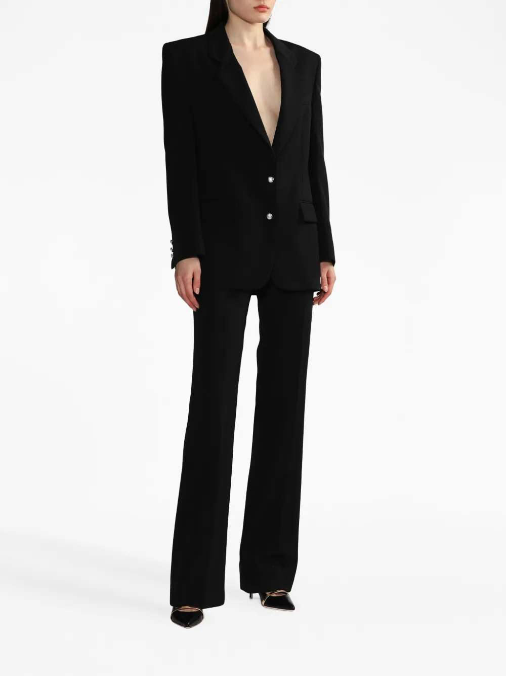 Alessandra Rich notched lapels virgin-wool blazer - Zwart