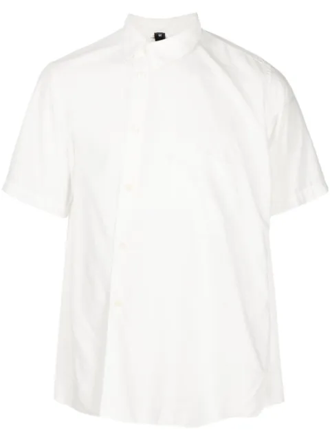 Black Comme Des Garçons asymmetric-buttoned short-sleeve shirt