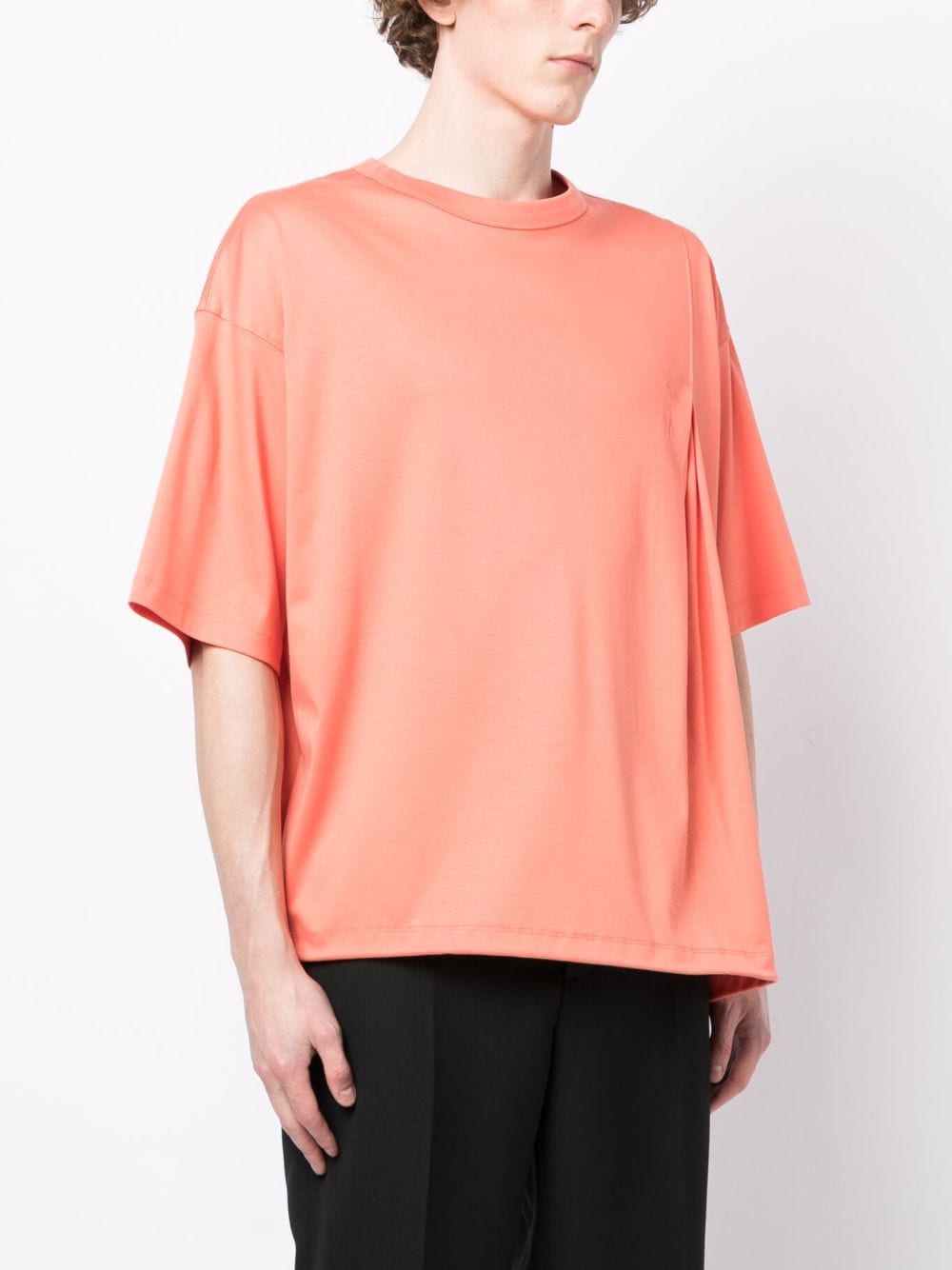 Shop Songzio Logo-embroidered Asymmetric Cotton T-shirt In Orange