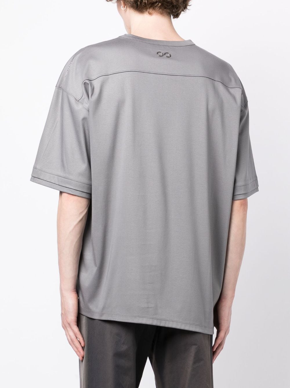 Shop Songzio Asymmetric Embroidered-logo Cotton T-shirt In Grey
