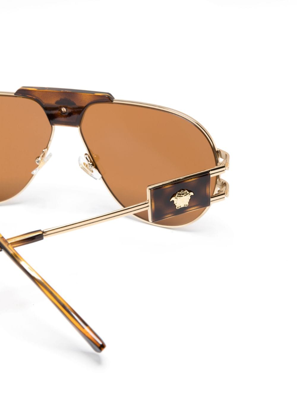 Shop Versace Pilot-frame Tinted Sunglasses In Brown