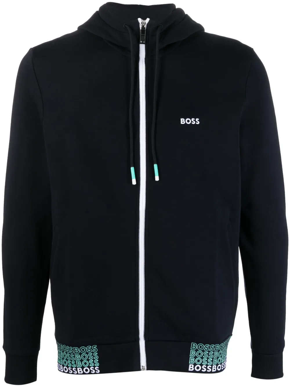 BOSS Moletom de capuz com logo bordado | Azul | Image 1