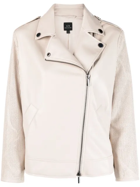 Armani Exchange - perforated-sleeve biker jacket