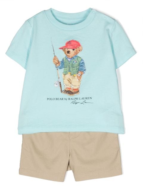 Ralph Lauren Kids Polo-Bear print shorts set 
