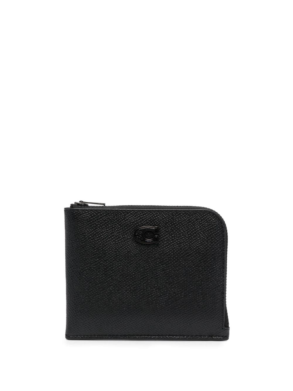 Coach Tonal-logo Grained-leather Wallet In Black