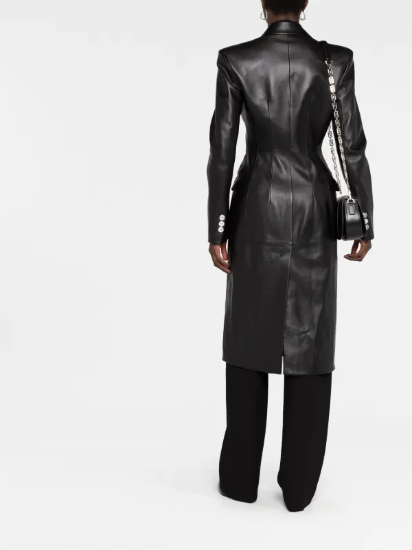 【関税&送料込】Versace Trench Versace Leather Trench Coat | Black | FARFETCH