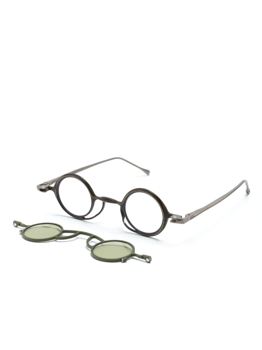 Rigards clip-on lens round-frame glasses - Grijs