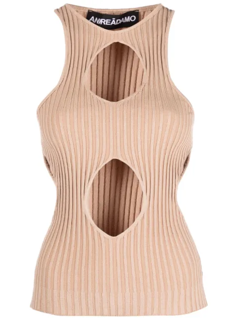 ANDREĀDAMO cut out-detail ribbed-knit top