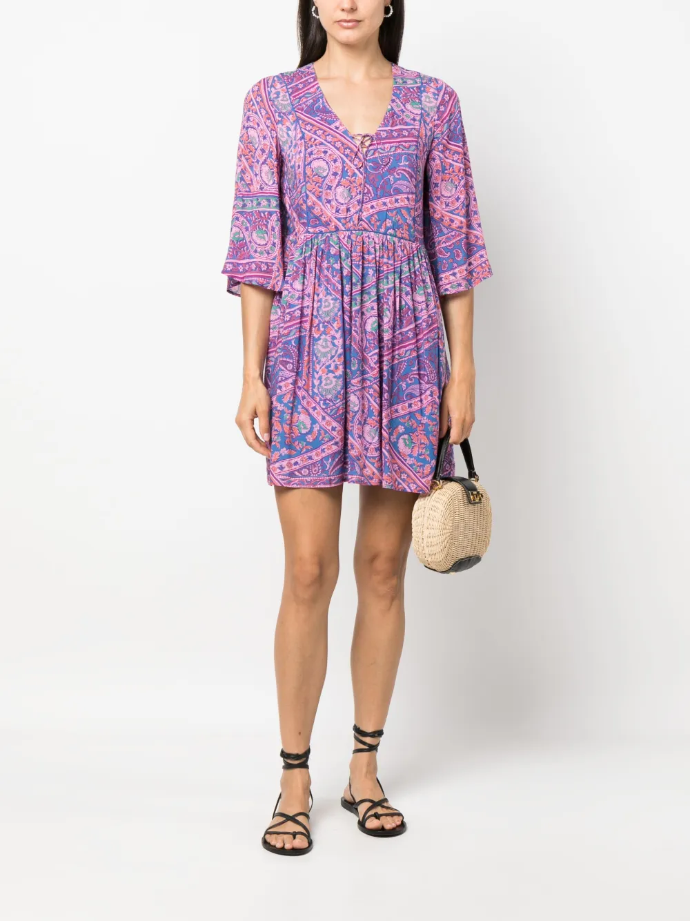 Ba&Sh Fleur graphic-print minidress - Blauw